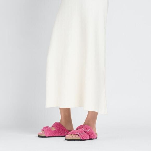 Birkenstock Arizona Big Buckle Shearling Fuchsia Tulip Sandals US7 EU38 1025562 - Picture 4 of 8